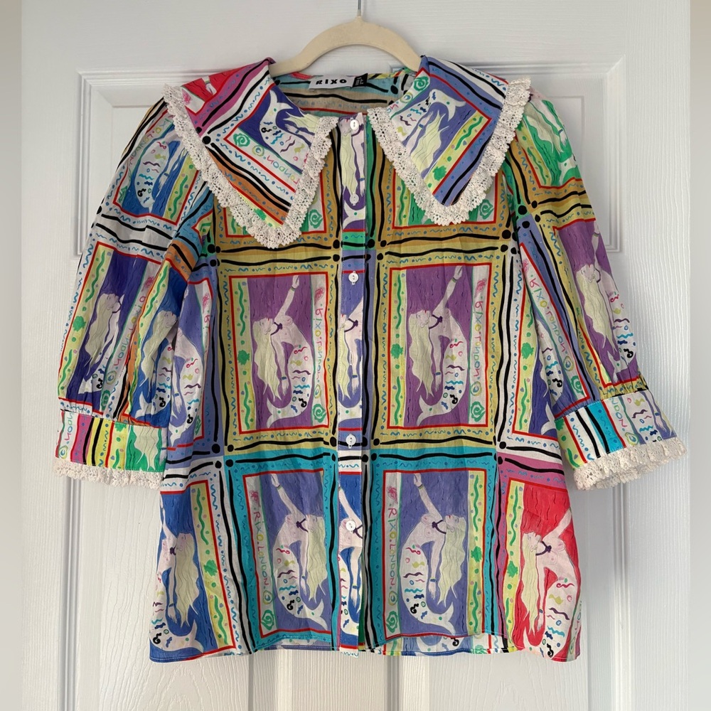 RIXO MARNIE SHIRT XXS FITS USA 2-4 RUNS LARGE